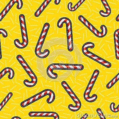 Christmas candy cane patch icon pattern background Vector Illustration