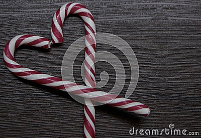 Heart-shaped striped candy cane Stock Photo