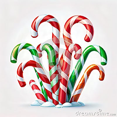 Christmas candy cane snow red green tasty Stock Photo