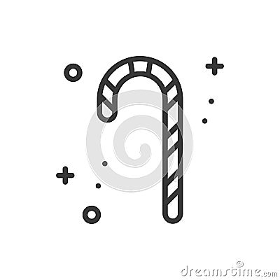 Christmas candy cane thin line icon. New Year celebration outline decorated pictogram. Xmas winter element. Vector Vector Illustration