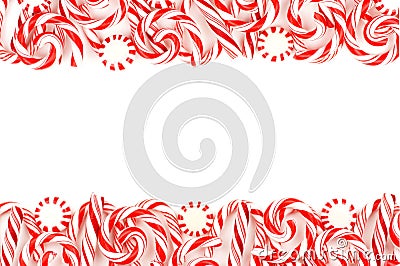 Christmas candy double border over white Stock Photo