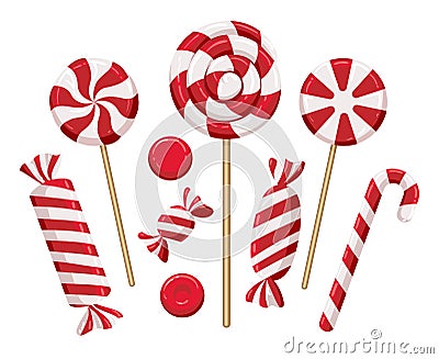 Christmas candy lollipops Vector Illustration