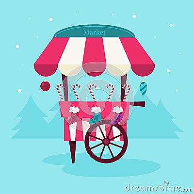 Christmas candy market. A xmas vector illustration Vector Illustration