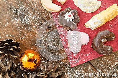 Christmas candy with pinecone in punnet Stock Photo