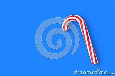 Christmas cane, candy with red stripes on blue background Stock Photo