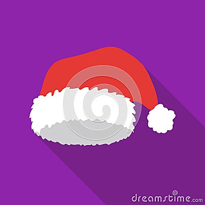 Christmas cap icon in flat style isolated on white background. Hats symbol stock vector illustration. Vector Illustration