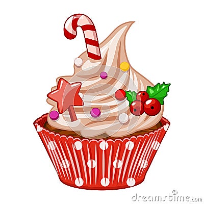 Christmas capcake, Sweet christmas and new year. Vector illustration Vector Illustration