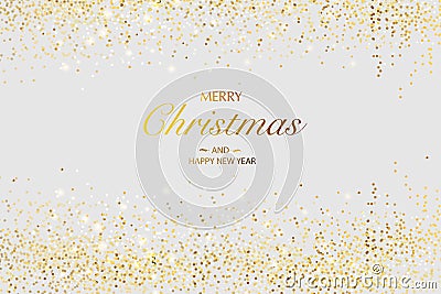 Christmas card. Background with glitter golden frame and space for text Vector Illustration