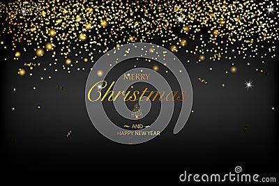 Christmas card. Background with glitter golden frame and space for text Vector Illustration