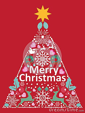 Christmas card and background with pine tree vector format Vector Illustration