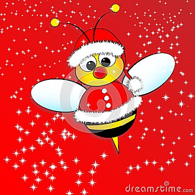 Christmas card with a bee Vector Illustration