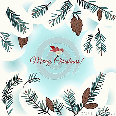 Christmas card with bird Vector Illustration