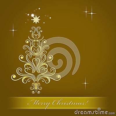 Christmas card with Christmas tree Stock Photo