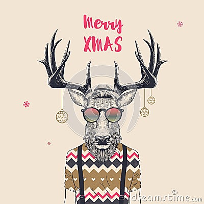 Cool christmas deer Vector Illustration
