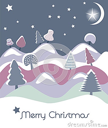 Christmas card with firs Vector Illustration