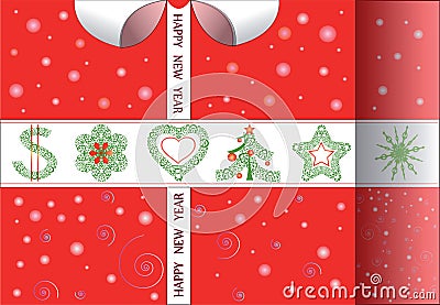 Christmas card in form of gift Vector Illustration