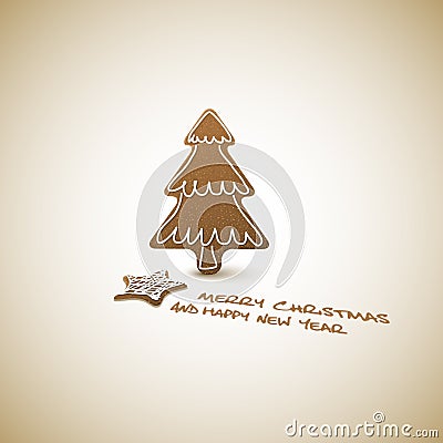 Christmas card - ginger breads with white icing Vector Illustration
