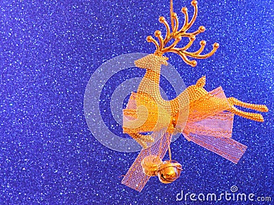 Christmas Card - Golden Reindeer ornament Stock Photo