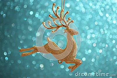 Christmas Card - Golden Reindeer ornament Stock Photo