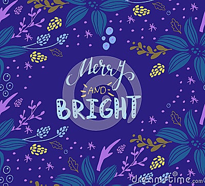 Christmas card with fir tree Vector Illustration