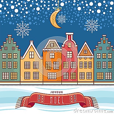 Christmas Card. Joyeux Noel. Vector Illustration