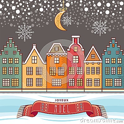 Christmas Card. Joyeux Noel. Vector Illustration