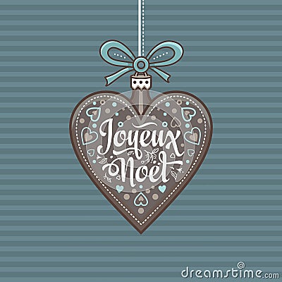 Christmas card. Joyeux Noel. Holiday Background. Vector Illustration