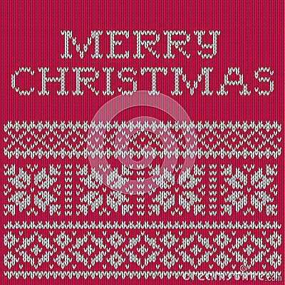Christmas card, knitted pattern Vector Illustration