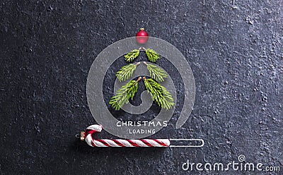 Christmas Card - Loading Concept - Tree And Candy Canes Stock Photo