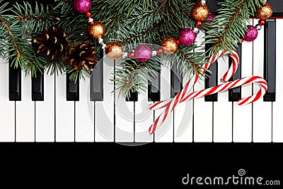 Christmas card with piano Stock Photo