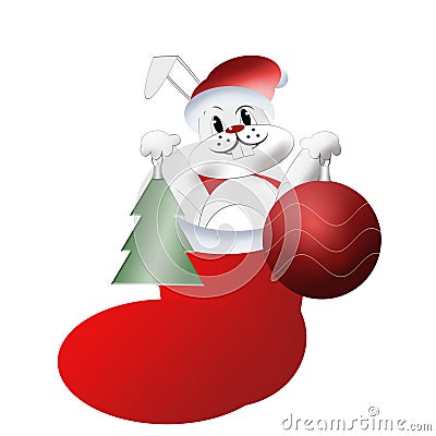 Christmas card with rabbit Stock Photo