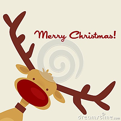 Christmas card with reindeer Vector Illustration