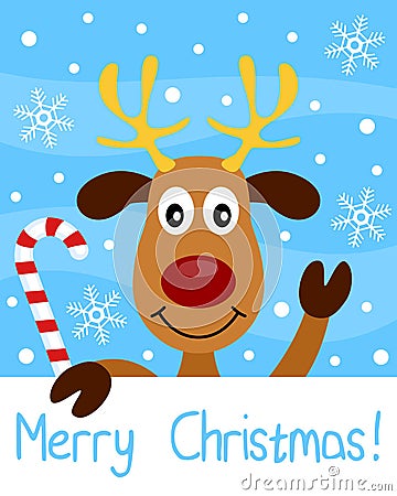 Christmas Card with Reindeer Vector Illustration