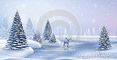 Christmas card with reindeer Vector Illustration