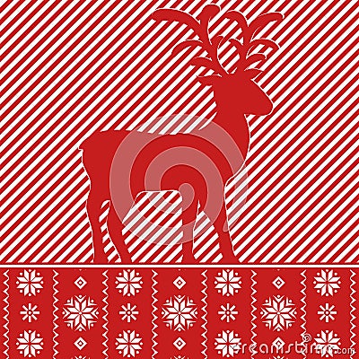 Christmas card with reindeer, nordic style Vector Illustration