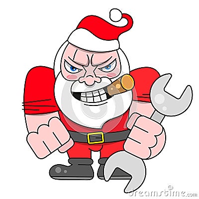Christmas card Santa biker. Vector Santa Claus Vector Illustration