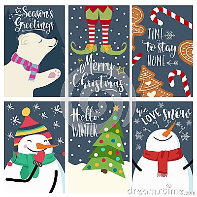 Christmas card set Vector Illustration