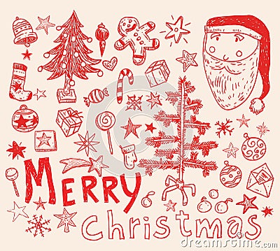 Christmas card set. Vector illustration Vector Illustration