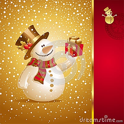 Christmas card with smiling snowman Vector Illustration