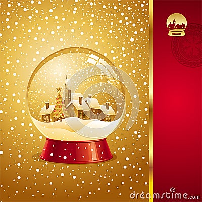 Christmas card with snow globe Vector Illustration