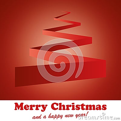 Christmas_Card_Tree_Red Stock Photo
