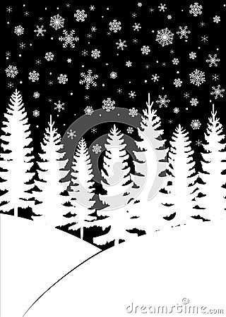 Christmas card with trees Vector Illustration