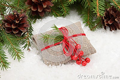 Christmas card: Vintage rural gift Stock Photo