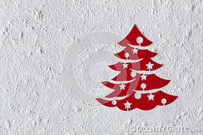 Christmas card with xmas tree drawing in flour, copy space Stock Photo