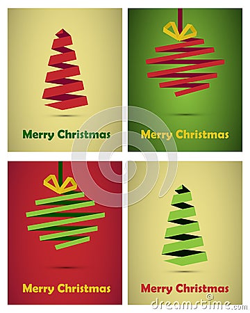 Christmas cards origami style Vector Illustration