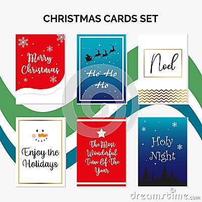 Christmas Cards Set. Merry Christmas Cards. Happy Holidays Stock Photo