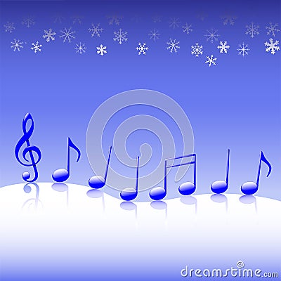 Christmas Carol Music on Snow Vector Illustration