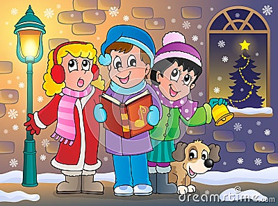 Christmas carol singers theme 5 Vector Illustration