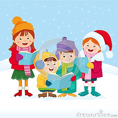 Christmas Carol Singers Vector Illustration