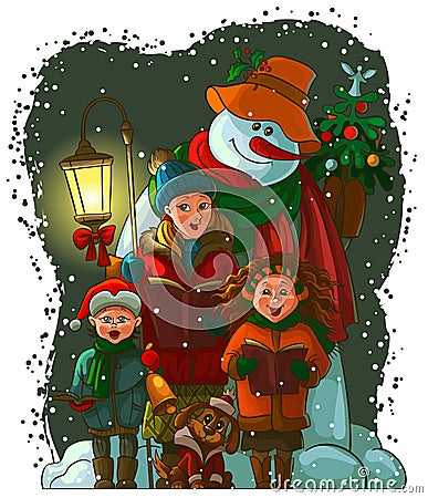 Christmas carolers Vector Illustration